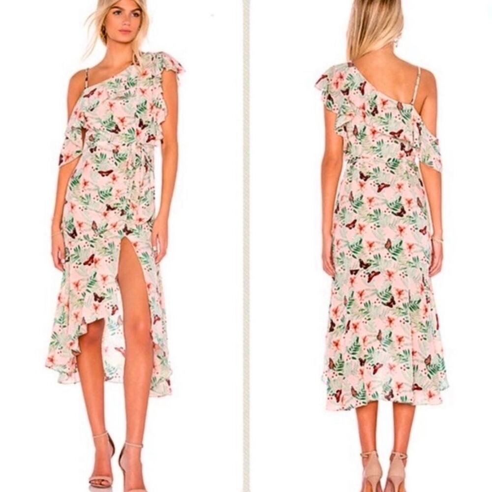 JOIE $498 Ruffle Draped Blush Pink Floral 100% Silk Dress – Size 8